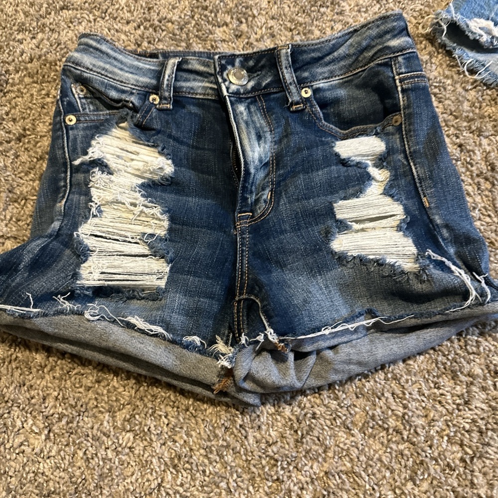 Distressed Blue Denim Shorts